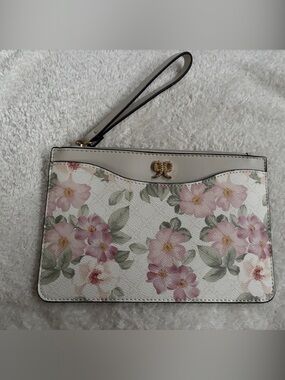 Nine West Floral Wristlet Clutch in Pink and Cream